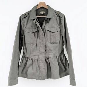 Miami Olive Green Utility Peplum Jacket Size Medium Military Style Cargo